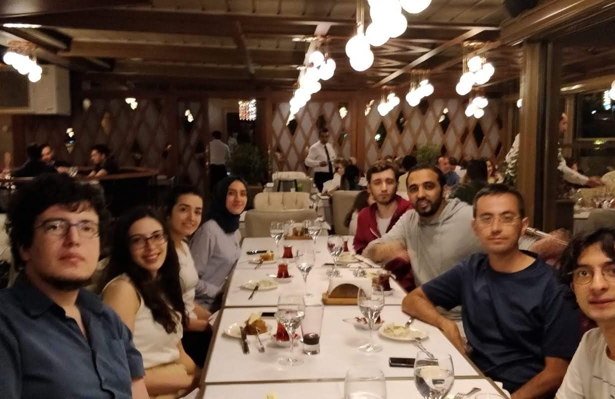 Farewell dinner for Mohammed — Fatih, Ezgi, Zülal, Balanur, Halil, Mohammed, Can & Alim
